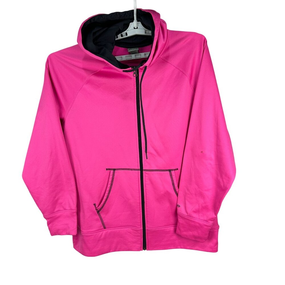 Champion Pink Hooded Zip-Up Jacket XL Semi-Fitted Polyester Made In Jordan